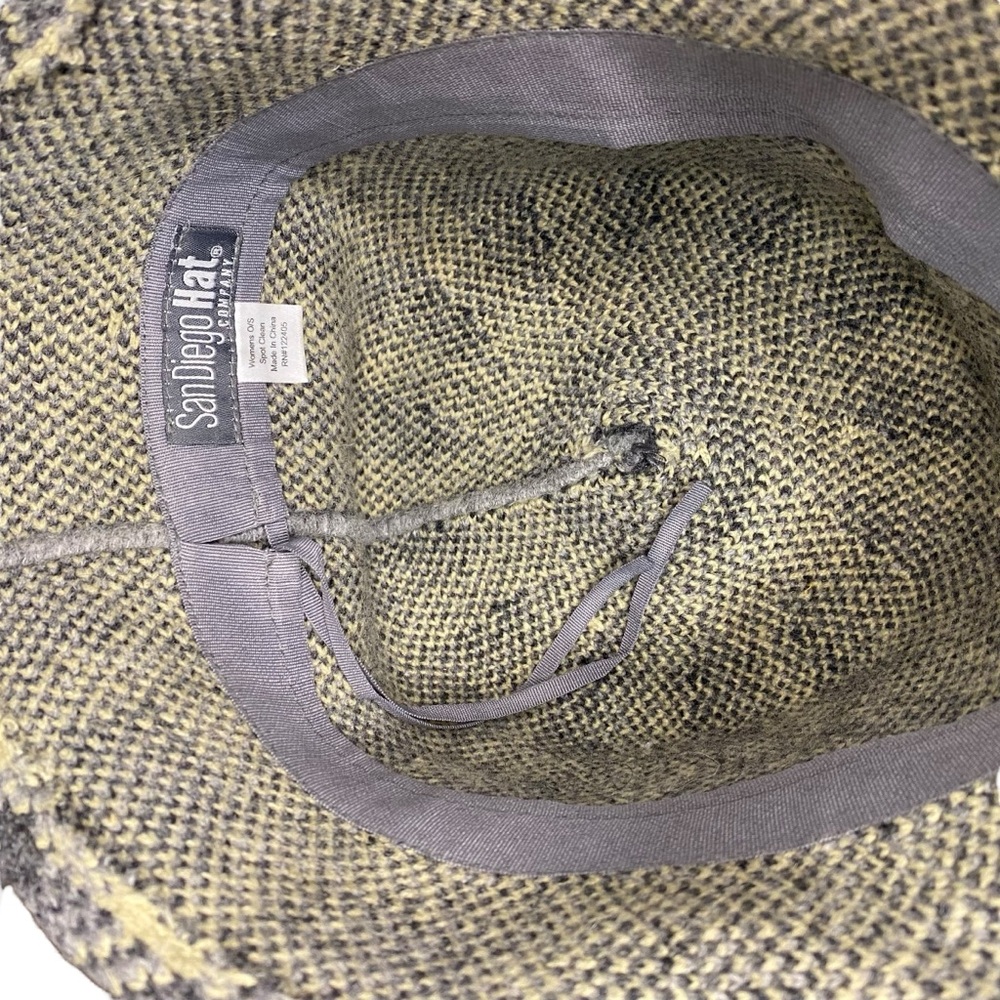 San Diego Hat Company Wool Bucket Hat Plaid Grey and Yellow - Picture 3 of 8